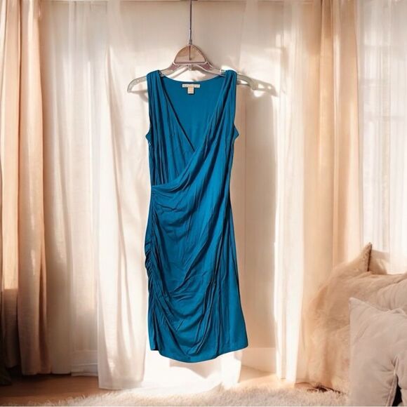 Banana Republic Teal Sleeveless Side Ruching Wrap Dress Size XS - Picture 1 of 2